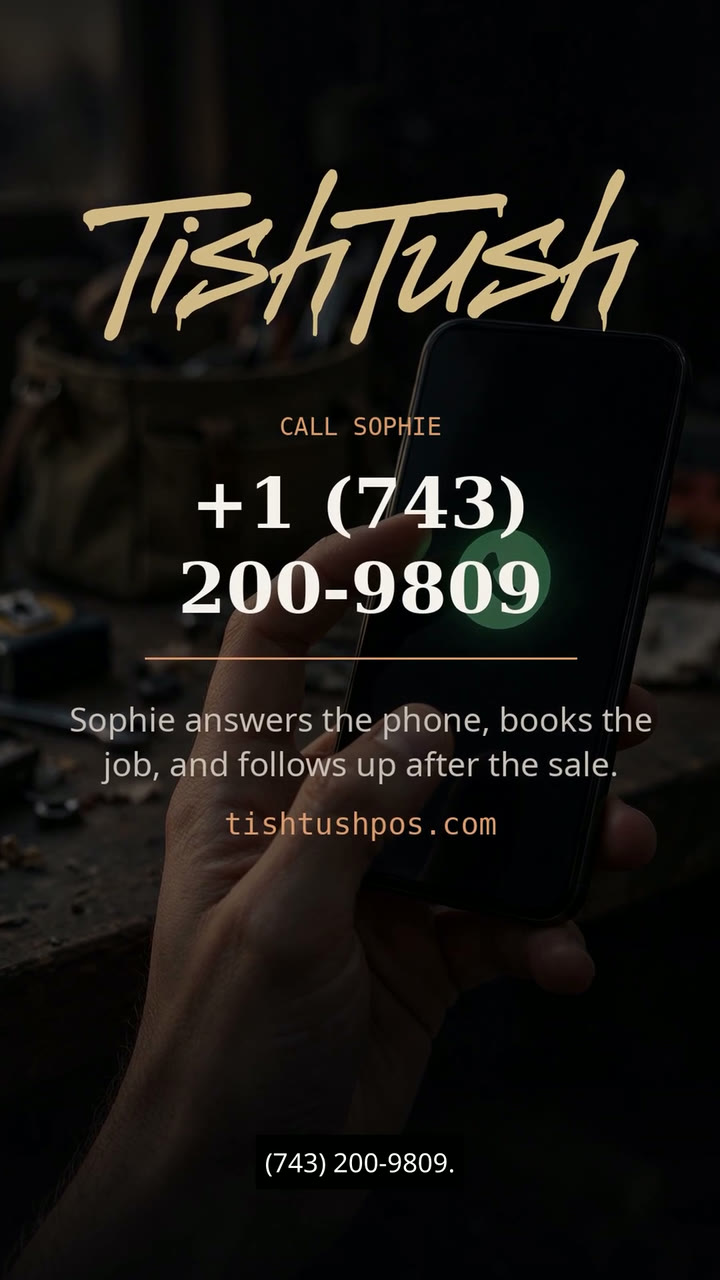 A hand holding a phone showing the number to call Sophie